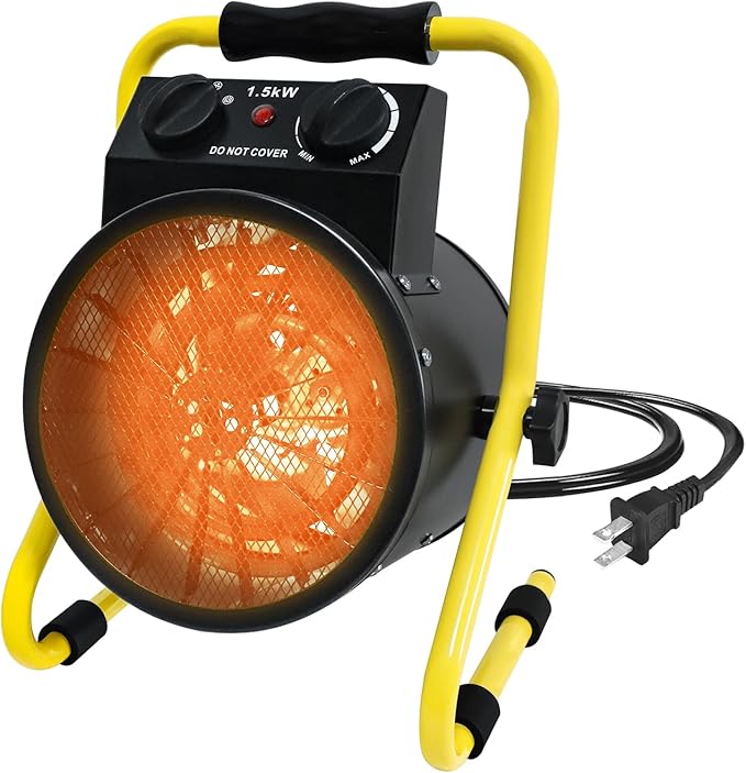 EAGLE PEAK 1500W Greenhouse Heater, Suitable for Greenhouse, Grow Tent, Garage, Cellar, and RV Use, Water Resistant IPX 4 Rated, Overheat Protection, Radiant Heating, 1 Pack, Black