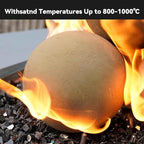 Skyflame 5" Ceramic Firepalce Balls for Gas Fire Pits, 6 Pack Round Reusable Beige Firepit Balls for Indoor and Outdoor Fire Bowls, Fire Tables or Fireplaces Accessory