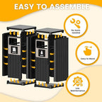 2pcs Outdoor Trash Can Waterproof Resin Garbage Can with Garbage Labels Outdoor Trash Bin for Patio, Garden,Kitchen, Black