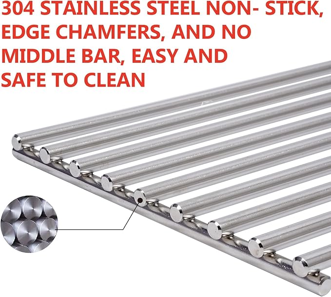J&HYBBQ 1pcs Premium 7.8mm Stainless Steel Grill Grates – Compatible with Bull Angus, Brahma, Outlaw & More – Non-Stick, BullGrate19-7.8mm0Mbarlpc