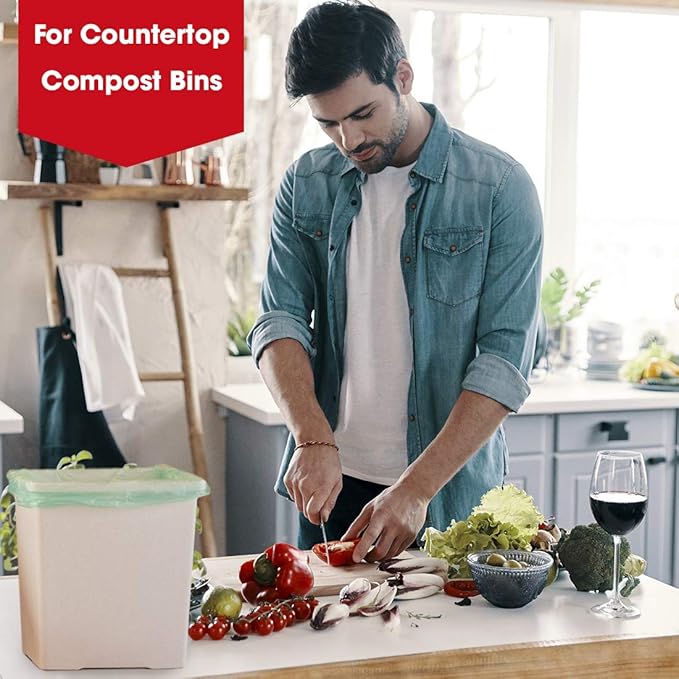 Compost Bags, Compostable Trash Bags 2.6 Gallon Compostable Bags 100 Count Small Compost Bags for Countertop bin Extra Thick 0.71 Mil. ASTM D6400 Certified By BPI and TÜV AUSTRIA