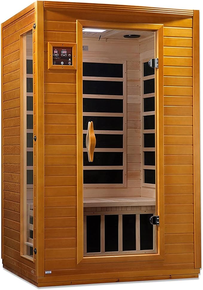 Dynamic Saunas Andora 2-Person Low EMF FAR Infrared Sauna with Red Light Therapy & Bluetooth Speakers | Personal Indoor Dry Heat Sauna for Home & Gym – Made from Canadian Hemlock