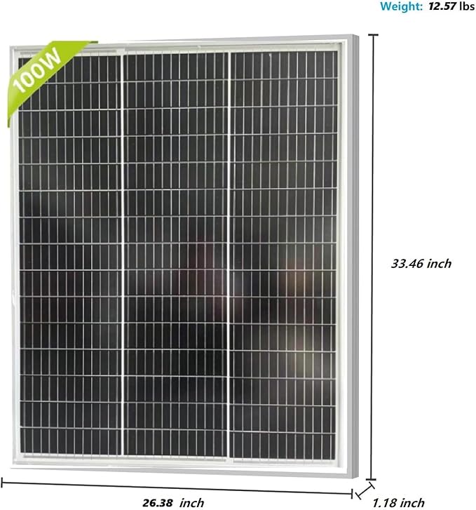 100W Monocrystalline Solar Panel High Efficiency 24V Solar Panel for RV, Camping, Off-Grid, Waterproof, Durable Outdoor Solar Charger for Emergency Power