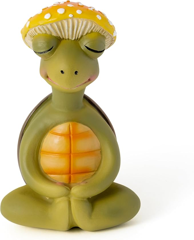 Meditation Turtle Resin Statue - Yoga Meditation Turtle Statue for Desk Living Room Resin Figurine for Home Patio Office Decoration Cute Plant Statues for Tabletop Garden Backyard Decor