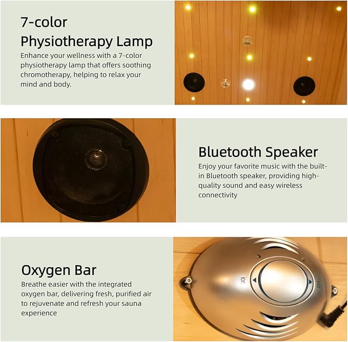 3-Person Far Infrared & Steam Dual-System Sauna Room, Outdoor Canadian Hemlock Wood Sauna, WiFi Control, Red Light Therapy, 11 Heaters& Electric Stove, Left Door, 220-240V