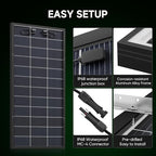 Bifacial 600 Watt Solar Panels 200 Watt Solar Panel 3 Pack 18BB Monocrystalline A+ Cell High-Efficiency Module PV Power Charger Homes Camping RV Battery Boat Caravan Other Off-Grid Applications