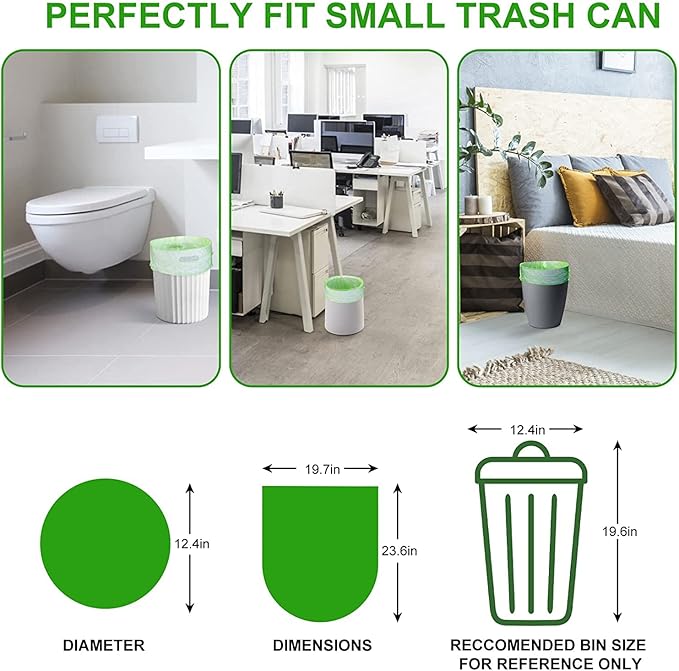 5.2 Gallon Biodegradable Trash Bags (THICKENED) | Eco Friendly, Unscented, 20L Strong Multipurpose Waste Bags for Bathroom Bedroom Office Kitchen, 160 Count | Compostable Garbage Bag by EnvoWise