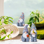 Artpaul 3 Pcs Gnomes Decorations Figurine Resin Statues,Cute Mushroom Bird Butterfly Gnomes for Home Table Shelf Gift Décor Accents (Grey)