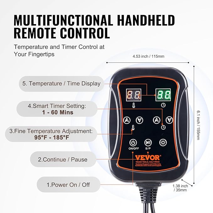 VEVOR Sauna Blanket for Detoxification, Portable Far Infrared Sauna for Home, PU Sauna Bag w/Therapy Stones & Carbon Fiber Heating, 1-6 Level Adjustable Temp 95-185℉, 1-60 Minutes Timer, 75 x 35in