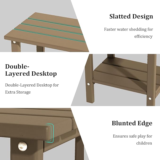 OTSUN 2-Tier Small Patio Tables for Outside or Indoor(Latte Brown)