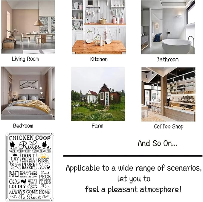 Funny Chicken Gifts Chicken Coop Rules Tin Sign for Home Farm Chicken Coop Farmhouse Kitchen Garden Decor 8 X 12 Inch (‌3720)