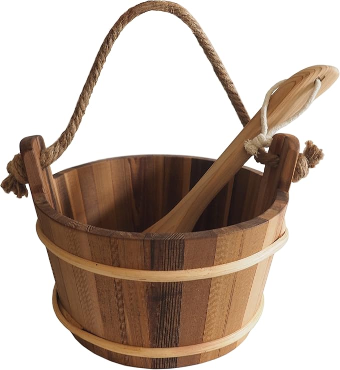 HSE Cedar Sauna Bucket & Ladle (4L, Red Cedar)