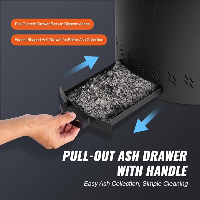 VEVOR 15.8 inch Smokeless Fire Pit Stove Bonfire, Wood Burning Fireplaces with Removable Ash Pan, SUS430 Stainless Steel Inner Portable Outdoor Firepit,for Outdoor Patio Camping High 15.4 inch