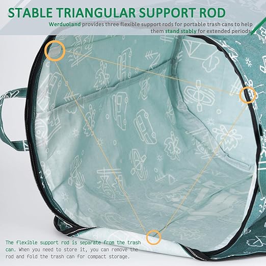 1 Pcs 30 Gallon Collapsible Trash Can Portable Waterproof Reusable with Zippered Lid for RV's, Camping, Recycling, Yard Waste, Leaf Bag, Children Toy Bin (Recycling)