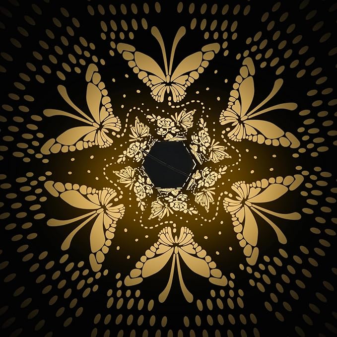 4 Pack Butterfly Solar Lanterns Outdoor Waterproof - Birthday Gifts for Women, Mom, Butterflies Solar Lights Outdoor Hanging Garden Decor for Outside, Patio, Outdoor, Yard, Lawn, Balcony