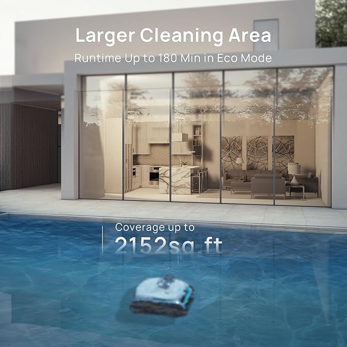 (2025 New) WYBOT C2 Vision Robotic Pool Vacuum with AI Camera, Ultra-Fine Filtration Pool Cleaners for Inground Pools, Comprehensive 8 Mode, Wall Climbing, Brushless Motor, Smart Navigation, White