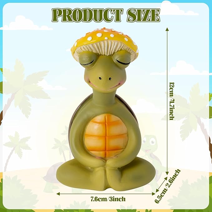 Meditation Turtle Resin Statue - Yoga Meditation Turtle Statue for Desk Living Room Resin Figurine for Home Patio Office Decoration Cute Plant Statues for Tabletop Garden Backyard Decor