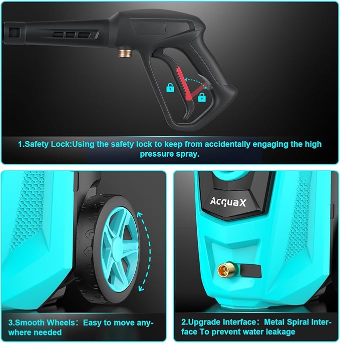 Pressure Washer, Power Washer with 4 Quick Connect Nozzles, 35FT Power Cord, 20FT Hose, Foam Cannon for Cars/Patios/Diverway/Fences