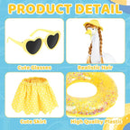 Hawaiian Porch Goose Outfits with Braid Wig Set, Bikini Goose Clothes – Fits 23” Porch Goose Statue, Outdoor Patio Yard & Lawn Decoration