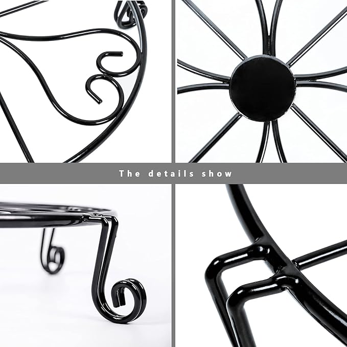 1 pack 10"-12" Metal Plant Stand Outdoor, for Flower Pot Heavy Duty Potted Holder Round Wrought Rustproof Iron Planter Stand, plant Stands Indoor Clearance and Outdoor patio - 10 Inches Black