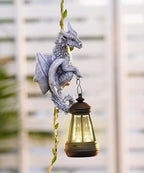 Nacome Dragon Outdoor Statues for Garden: Outside Hanging Climbing Sculptures with Lantern Decor for Yard Art Porch Balcony - Birthday Gifts for Grandma Mom Women