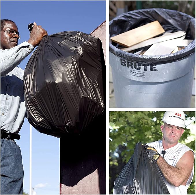 Aluf Plastics T-Tough Roll Pack Low Density Repro Blend Star Seal Coreless Rolls Bag, 56 Gallon Capacity, 47" Length x 43" Width, XXH Strength, Black (Pack of 100)