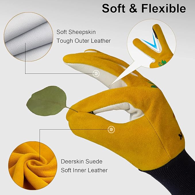 Cactus Gloves Soft Deerskin Women Gardening Glove Thorn Proof for Cacti Handling