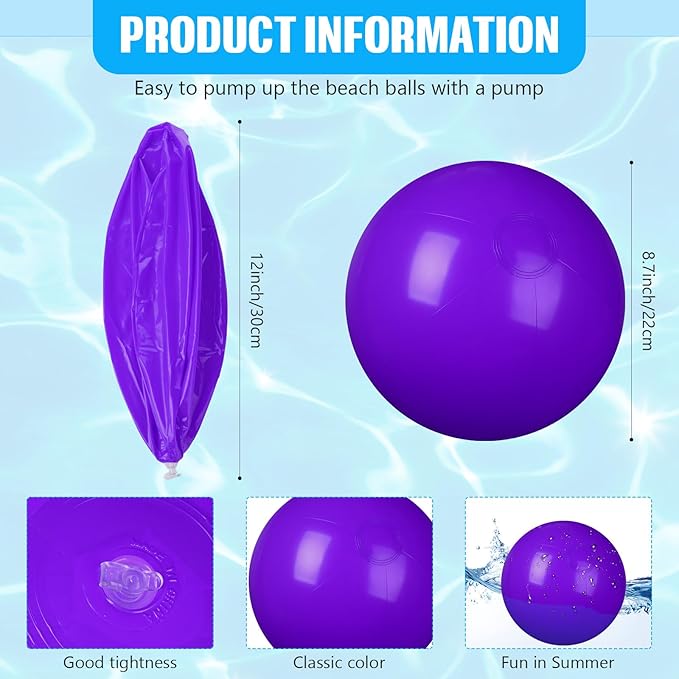 2 Pcs Inflatable Beach Ball 8 inch Swimming Pool Balls Summer