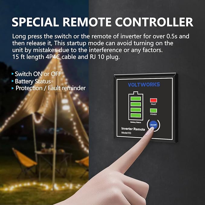 2000 Watt Pure Sine Wave Inverter 12V DC to 110V 120V AC 2000W Power Inverter with UL Fuses and 20A AC Hardwire Terminal Compatible with Lithium Battery for Home RV Truck Off-Grid Solar by VOLTWORKS