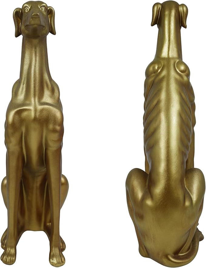 Exquisite Greyhound Sculpture, Unique Resin Dog Statue for Home Decor, Coffee Table, Entryway Table, Bookshelf, Living Room, Thoughtful Gifts for Dog Lovers, 14.5 Inch Tall, Gold