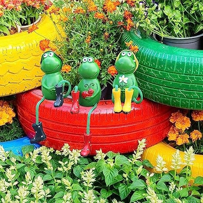 Cute Frog Garden Decor, Sitting Frog Garden Statue Outdoor, 6.2inch Frogs Statues Resin for Yard Patio Garden Office Tabletop Bookshelf Decor