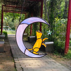 Orange Cat Gifts Suncatchers for Windows Hanging,6.7“x6.1 Funny Stained Glass Windows Hanging,Orange Cat Gifts for Women,Memorial,Birthday,Christmas