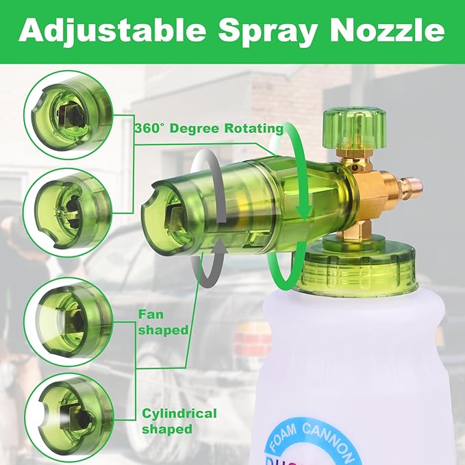 DUSICHIN Short Pressure Washer Gun with Foam Cannon,4000 PSI Power Washer Foam Blaster 1/4'' Quick Connector,Car Wash Foam Gun Snow Foam Lance with 7 Pressure Washer Nozzles for Car Washing DUS2903