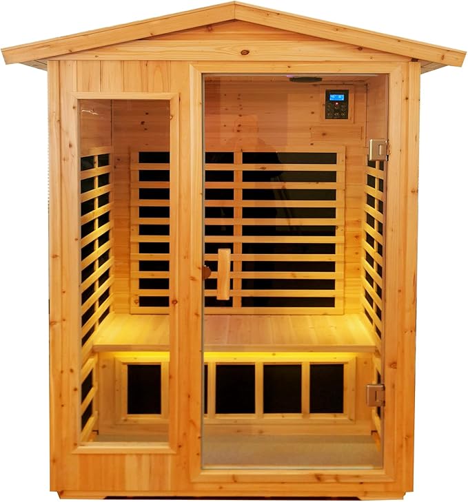 Outdoor Sauna 2 Person Infrared Saunas for Home, Low Emf Infrared Sauna Dry Sauna for Home 1750W Sauna Outdoor LED Reading Lamps, Chromotherapy Lights,81.10 * 46.4 * 36.2Inch