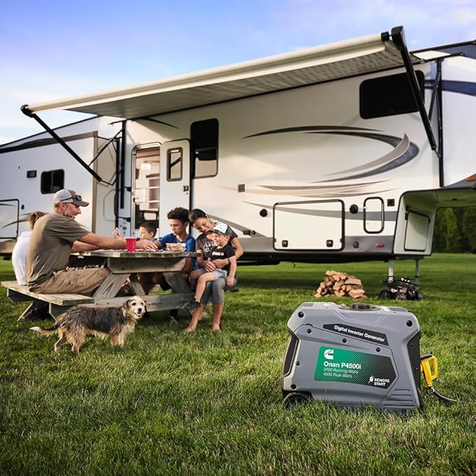 Cummins Onan P4500I Portable Inverter Generator, Power Inverter Dual 5V USB Ports for Mobile Charging, Gas Powered for Backup Home Use, RV & Camping - 7.3 HP 224cc OHV 4-Stroke Engine W/Remote Start
