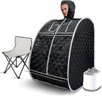 Smartmak Full Body Home Steam Sauna Kit, Portable Lightweight Personal Spa Saunas, 2L&900W Steam Generator with Protection & Remote Control, Foldable Chair Included for Relaxation-BlackGrey