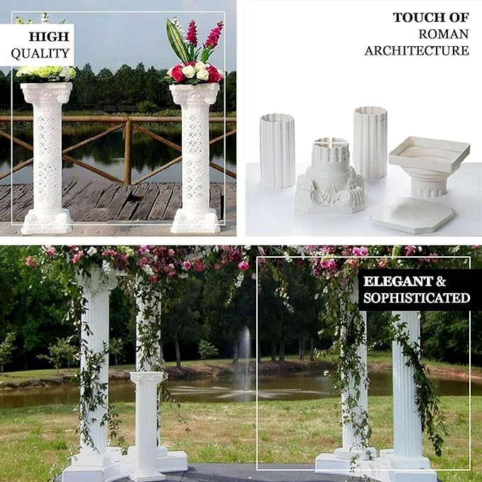 Efavormart 4 Pillars/Set 3ft Tall Roman Decorative Wedding Party Columns PVC Pillars 36" Height (Adjustable)