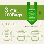 Compost Bags, Handle Tie Food Scrap Bags 3 Gallon,100 Count,Certified by BPI and ASTM D6400, Kitchen Compost Bin Compatible