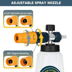 Sooprinse Foam Cannon with 1/4 Inch Quick Connector, Heavy Duty Car Foam Blaster Wide Neck Adjustable Snow Foam Lance for Pressure Washer, 5 Pressure Washer Nozzle Tips, 1 Liter