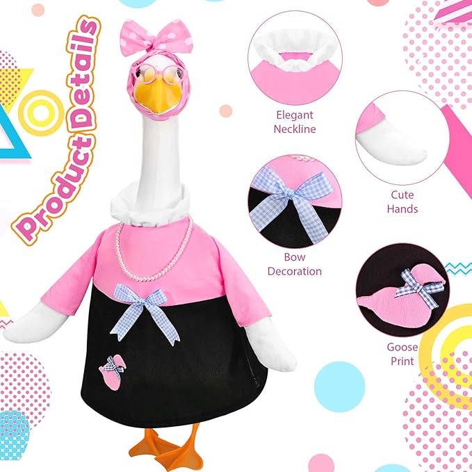 50s Porch Goose Outfits 1950s Cute Lady Goose Dress for 23" Garden Yard Lawn Plastic Goose Decor (1950s)