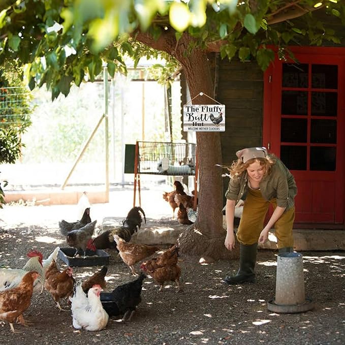 Funny Chicken Gifts Chicken The Fluffy Butt Hut Tin Sign for Home Farm Chicken Coop Farmhouse Kitchen Garden Decor 8 X 12 Inch (3820)