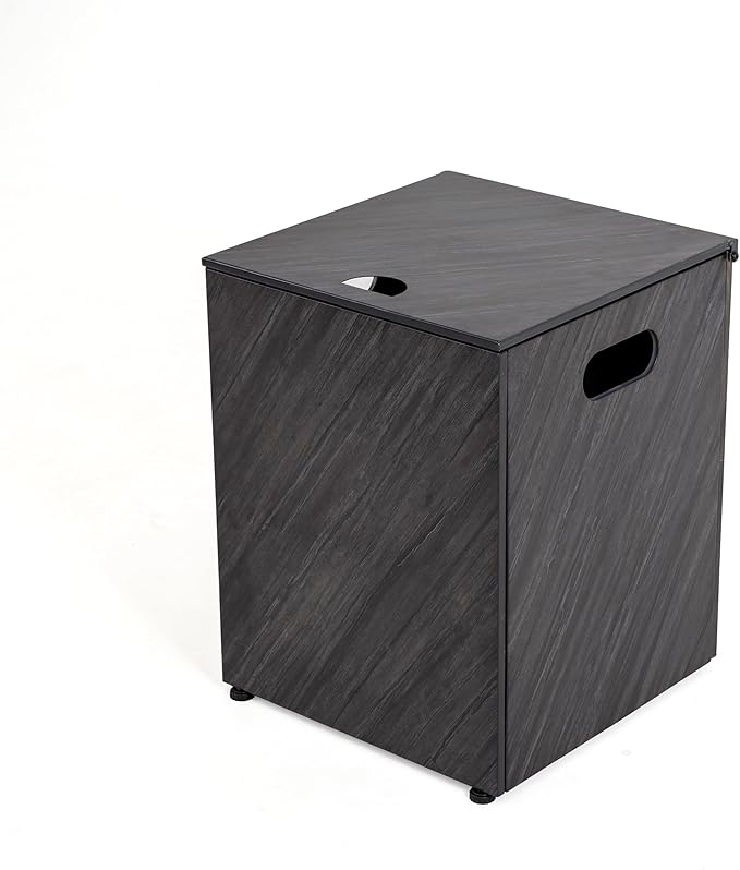 Propane Tank Cover Table for Fire Pits, 20 LB Iron Propane Tank Holder with Side Handles, Outdoor Tank Storage Side Table for Patio, Gas Griddle, Stone Gray