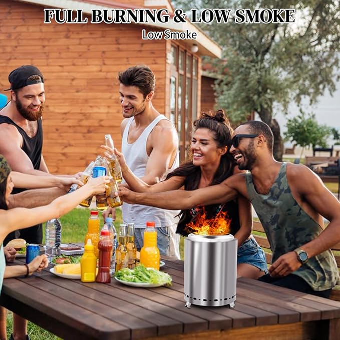 Tabletop Fire Pit 9.7 x 7.1 Inch with Removable Ash Pan, Smokeless Firepit Camping Stove with Bag for Outdoor Safe Burning Firepits, Stainless Steel Wood Burning Fire Pits for Heating, Bonfire