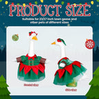 Christmas Porch Goose Outfit Dresses Clothes for 23" High Cement or Plastic Porch Goose Costume for Yard Lawn Outdoor Garden Patio Statue Xmas Santa Holiday Decor