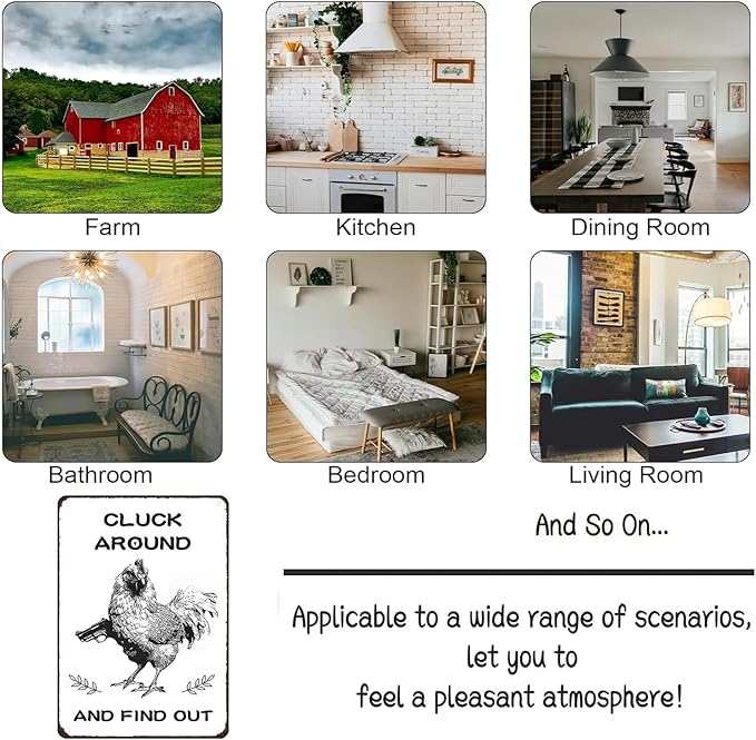 Funny Chicken Gifts Chicken Tin Sign for Home Farm Chicken Coop Farmhouse Kicthen Garden Decor 8 X 12 Inch (3220)