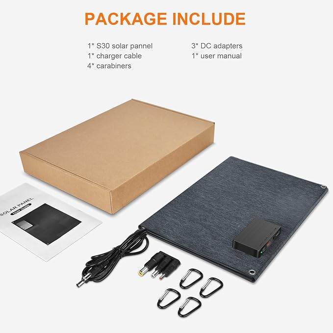 30W 100W 200W 400W Solar Panel,Portable Foldable Solar Panel Kit,Black with Carrying Case (30W)