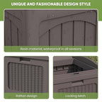 Patiowell 36 Gallon Outdoor Trash Can, Resin Outdoor Garbage Can with Lid for Patio, Backyard, Deck, Dark Brown (2 Pack)