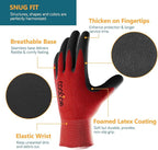 COOLJOB Gardening Gloves for Men, 6 Pairs Breathable Rubber Coated for Garden Weeding Landscaping, Outside Work for Lawn Yard, Men's Large Size, Black & Red