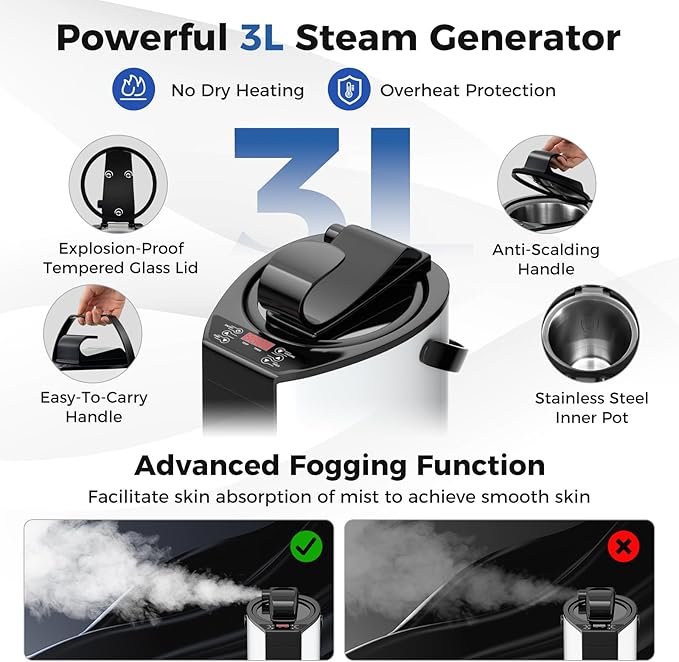 Giantex Portable Sauna Box, Full Body Steam Sauna for Home with 3L Generator, Remote Control, Folding Chair & Wooden Foot Roller, Lightweight Single Person Sauna Tent, 36" x 36" x 72" (Blue+Black)