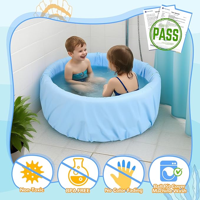 Foam Ball Pit, 35 inch x 12 Inch Soft Ball Pit for Kids, Indoor Playground Ball Pool, Outdoor Swimming Pool, Ideal Gift for Children - Balls not Included